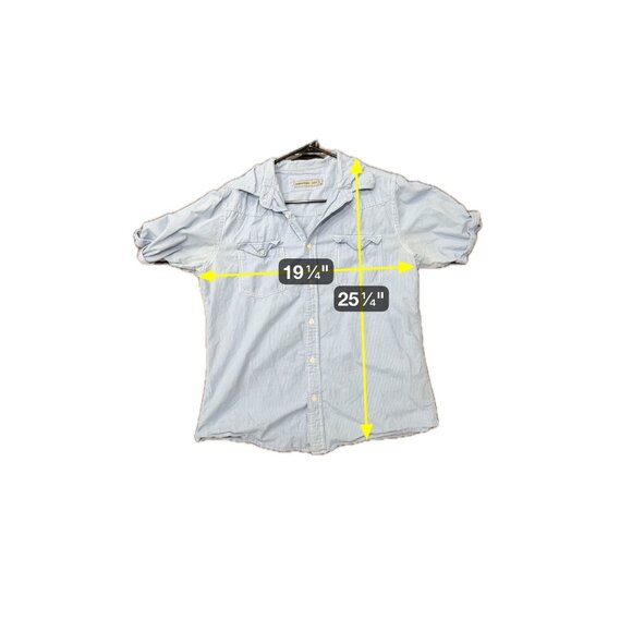 Paperdenim & Cloth Blue Gingham Short Sleeve Western Button Down Shirt Medium - Picture 6 of 9